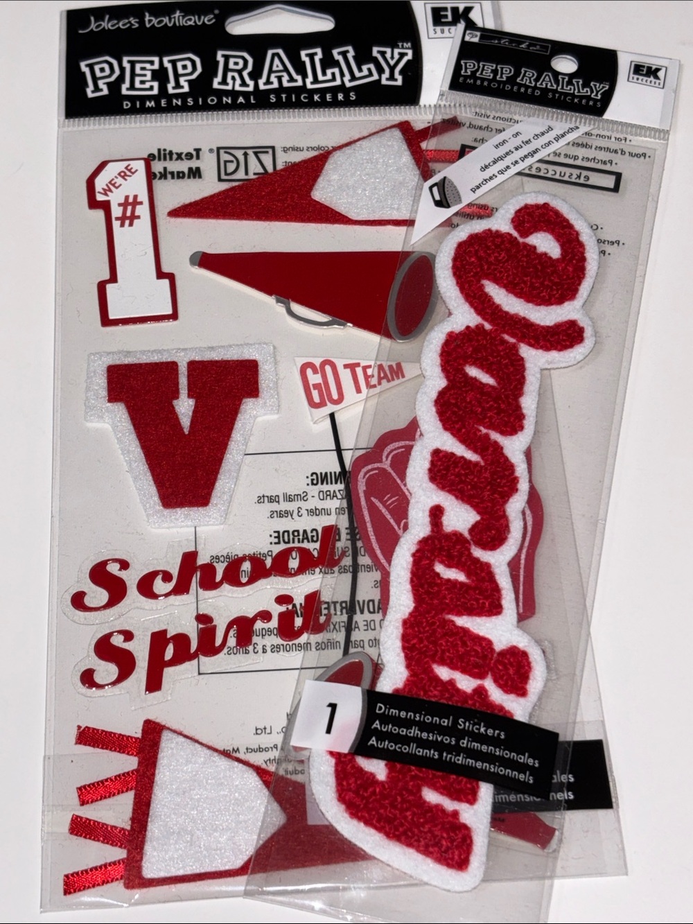 Jolee's Boutique RED SCHOOL SPIRIT Scrapbook Dimensional Stickers Varsity